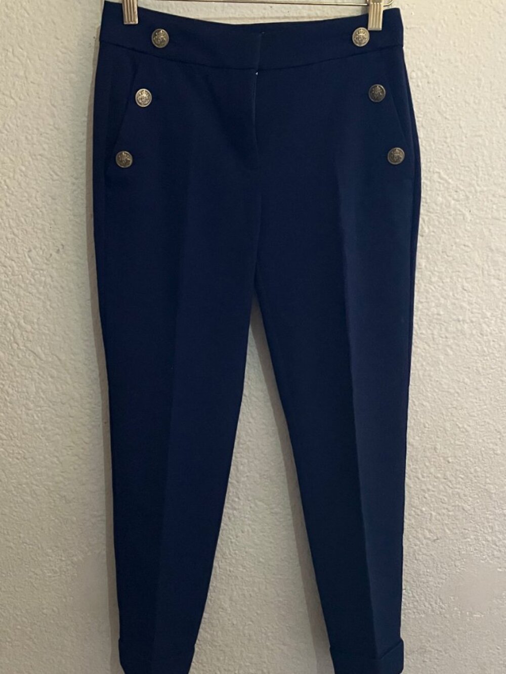 LOFT The Devin Slim Cropped Sailor Pants Women Dark Blue size 00P
